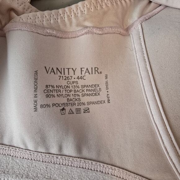 Vanity Fair Full Figure Bra Women's 44C Flesh Pink Back Closure - Picture 3 of 11